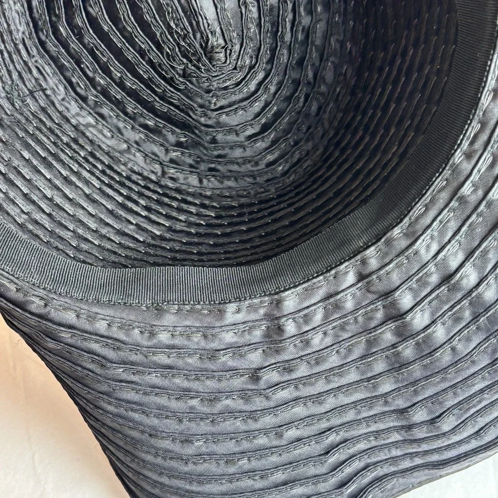 True Vintage Grosgrain Black Hat Pin M Brimmed Sun Cottage Boater Classic Iconic